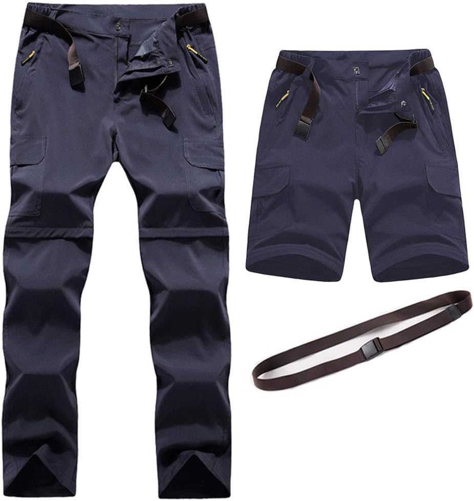 GooDoi Men's Outdoor Convertible Hiking Trousers Quick Dry Lightweight Breathable Trousers Water Resistant Camping Trekking Mountain Running Cycling Walking Pants
