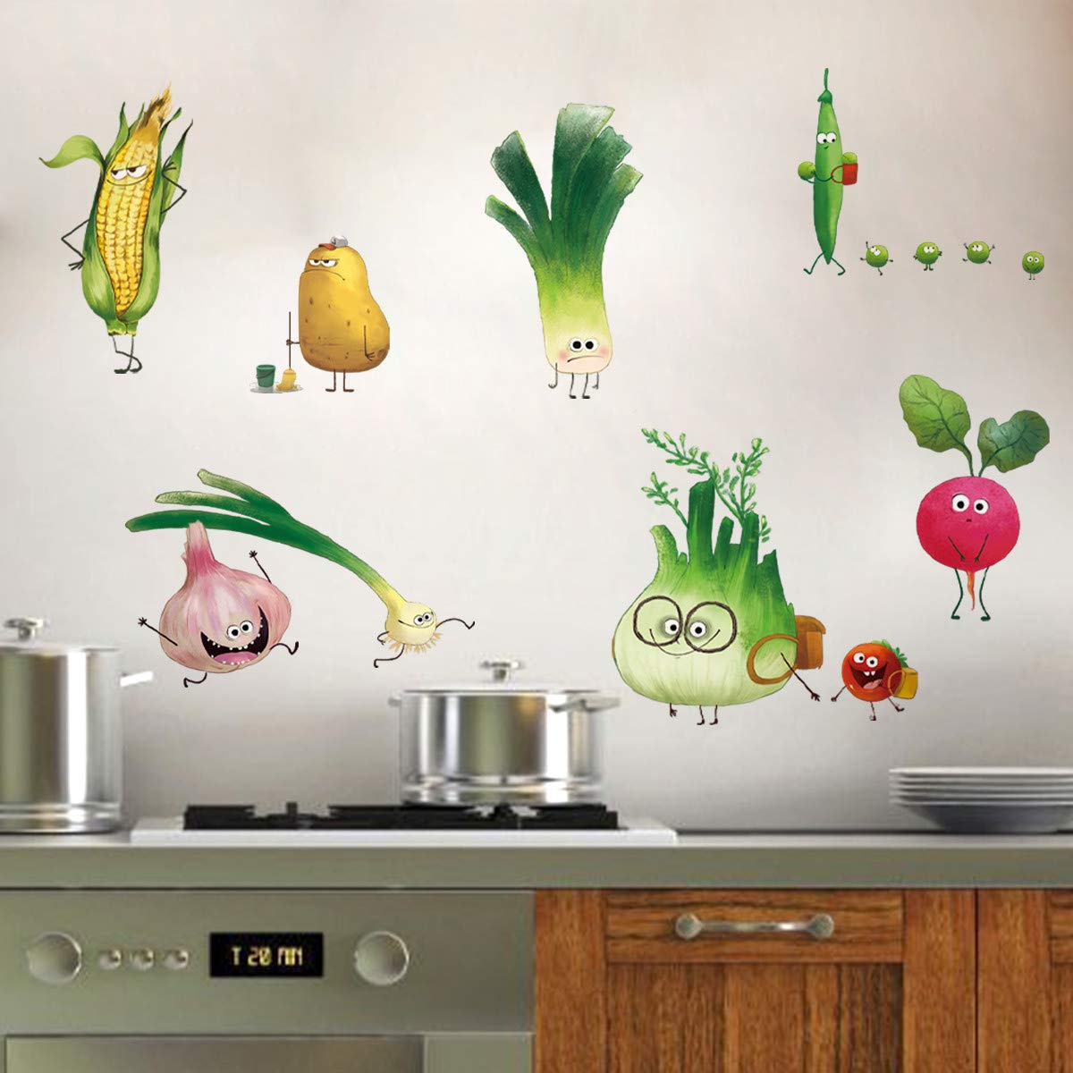 ufengke Vegetables Kitchen Wall Stickers DIY Carrot Onion Wall Decals Art Décor for Dining Room Cabinet Refrigerator