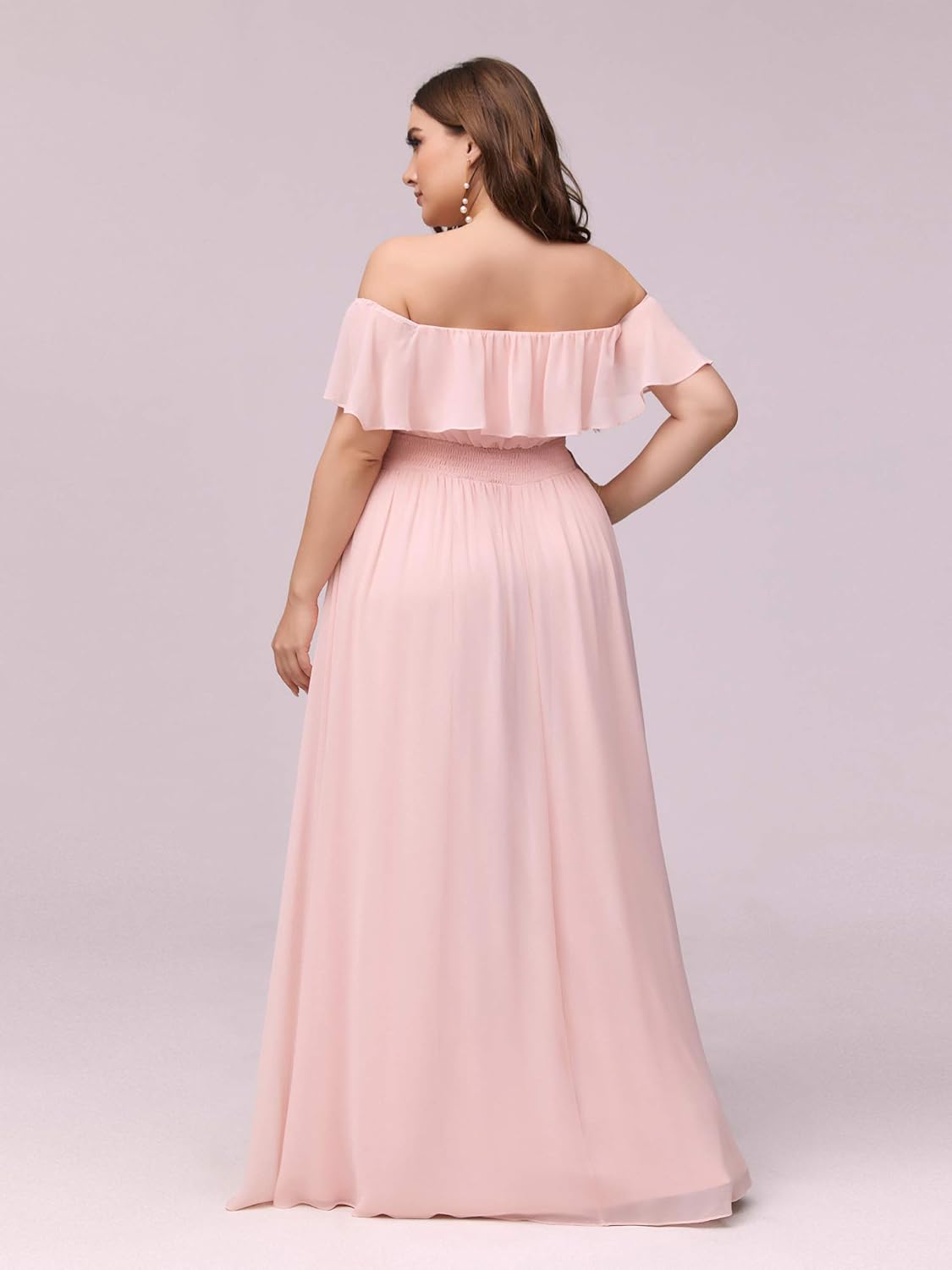 Ever-Pretty Women's Plus Size Off Shoulder Side Split Chiffon Maxi Dress 0968PZ: Clothing