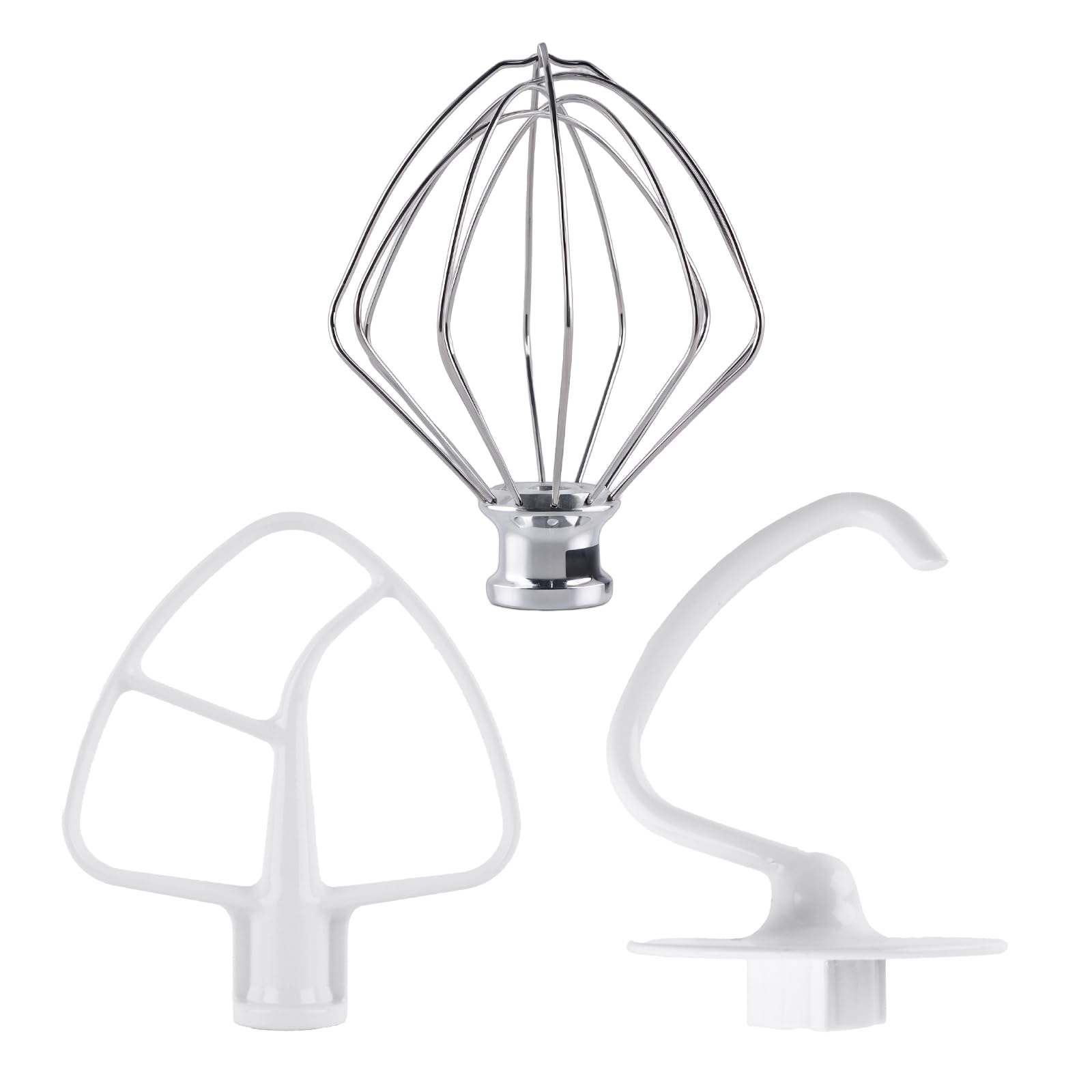 Photo 1 of 3-Piece Kit Attachments for KitchenAid Tilt-Head Stand Mixer, Accessories Stainless Steel K45WW Wire Whip, K45DH Dough Hook and K45B Coated Flat Blade Paddle with Scraper