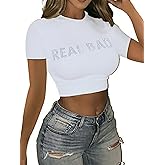 Zoyami Womens Graphic Crop Top Short Sleeve Y2k Baby Tees Fairy Grunge Summer T-Shirt