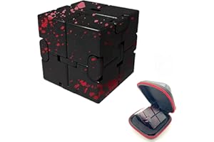 FUFUYOU Metal Fidget Toys Infinity Cube for Men Anxiety Stress Relief Aluminum Alloy Material (Black & RED)