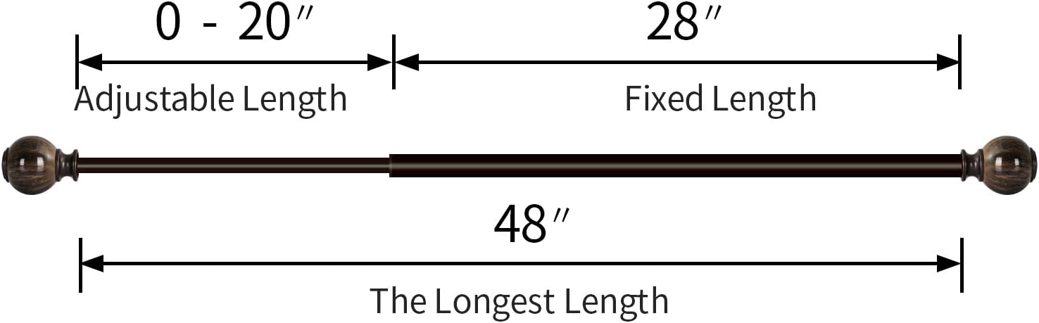 Oneach 2 Pack 28''-48'' Adjustable Curtain Rod 1'' Brown Extendable Metal Single Window Rod for Curatins with Decorative Imitation Marble Resin Twisting Finials Drapery Treatment Window Rods: Home Improvement