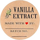 Vanilla Extract Labels, 2 inch Round Circle Kraft Paper Vanilla Extract Stickers for Vanilla Bottles,Homemade Kitchen Labels