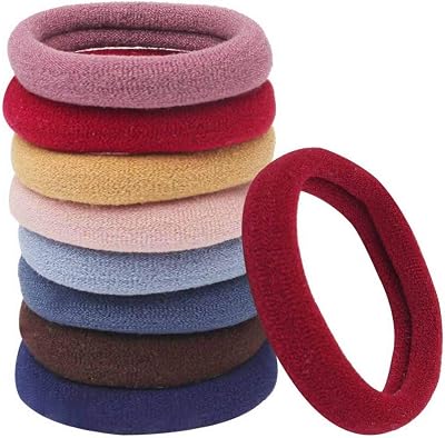 nuoshen 100 Pcs Hair Ties Cotton Bands Elastic Thick Hair Bobbles 10 Colors