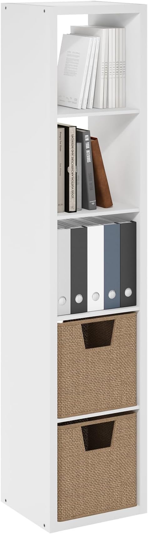 Furinno Cubicle 5-Cube Open Back Storage Shelf White 40 cm W