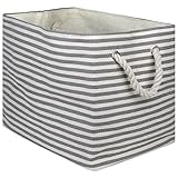 DII Woven Paper Storage Bin, Pinstripe, Gray, Large