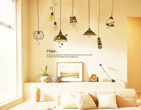Amazon Ufengke スモールライト電球壁飾り ウォールペーパー ウォールステッカー 客間 ベッドルームの壁に取り除くことできるの壁紙 ウォールステッカー オンライン通販
