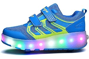 Nsasy Kids Roller Shoes Boy Girl Sneakers with Wheels Become Sport Sneaker with Led for Christmas Birthday Children Show Gift