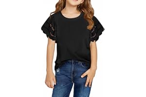 DOKOTOO KIDS Girls Summer Shirts Crewneck Ruffled Short Sleeve Blouse Tops Size 6-15 Years
