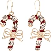 Christmas Earrings for Women Christmas Tree Earrings Candy Cane Star Earrings Colorful Enamel Crystal Pearl Earrings Xmas Presents Holiday Outfits Fashion Jewelry Accessories