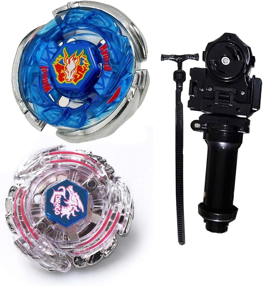 LANZBAO Bey Battling Blades Metal Fusion L-Drago Poison Serpent 105LF BB43 and BB-28 Storm Pegasus Metal 4D High Cosmic Pegasus with Ruler Launcher+Grip