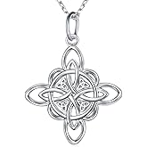FLYOW 925 Sterling Silver Good Luck Irish Jewelry Celtic Knot Pendant Necklace for Women Birthday Graduation Gift