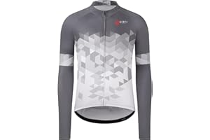 GCRFL Winter Men's Cycling Jersey Long Sleeve Cold Weather Cycle Tops Cycling Jacket Thermal Fleece Bike Shirts Zipper Pocket