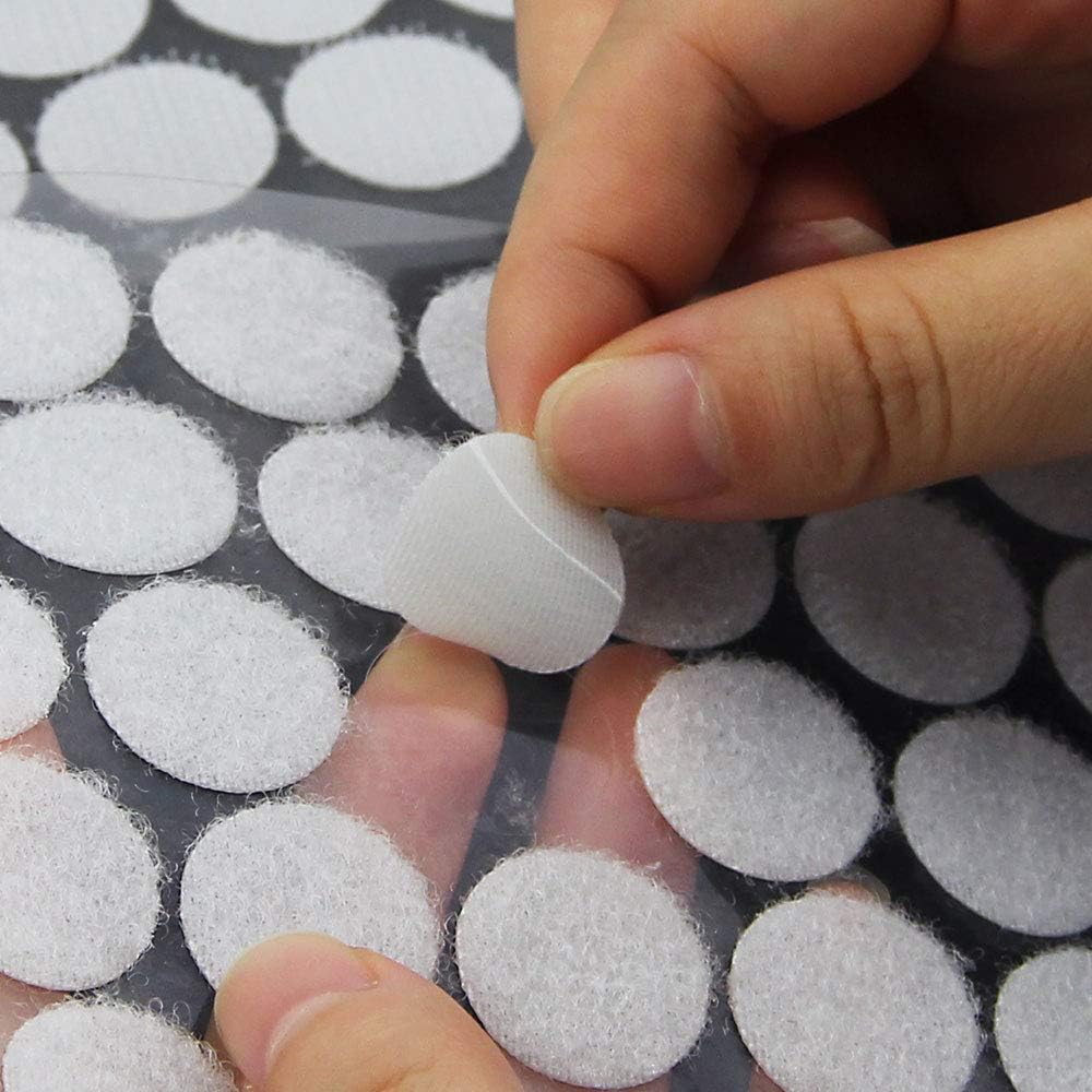 CODIRATO 500 Pcs Self Adhesive Dots Tapes Sticky Back Coins Dots with Hook and Loop Round Pads for Home Office School (White) - Image 5