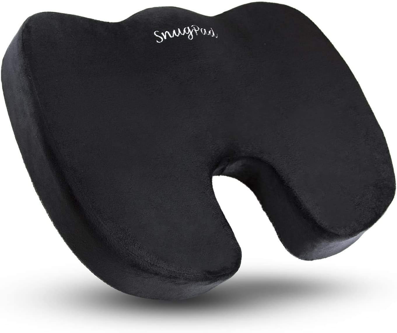 SnugPad Memory Foam Seat Cushion,Non-Slip Orthopedic Memory Foam Coccyx Cushion Designed for Sciatica & Back, Hip, and Tailbone Pain Relief, Fits Office Chair, Wheelchair ,Car Seat Cushion.Black: Home & Kitchen