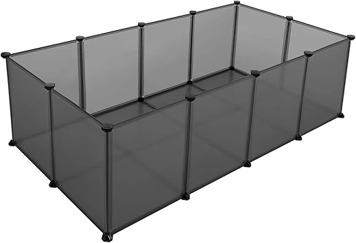 Songmics Freigehege Mit Bodenplatten Laufstall Aus Kunststoff Gehege Fur Kleintiere Meerschweinchen Hamster Kaninchen Grau Lpc002g01 Amazon De Haustier