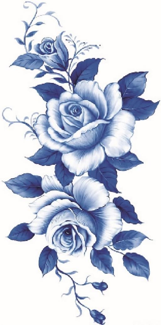 Beautiful dark blue and white roses temporary tattoos