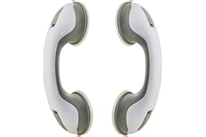 CAREFUNY 2 Pack Shower Grab Bars for Bathtubs and Showers, Handles for Elderly with Strong Suction, 12 Inch Bathroom Shower Safety Bars for Seniors, Disabled, Shower Chair, Grey/White