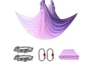PRIOR FITNESS 5M Aerial Yoga Hammock Yoga Swing Set Premium Nylon Aerial Silk Fabric Yoga Strap Accessory with Carabiner, Daisy Chain for Bodybuilding,Workout, Indoor, Outdoor Rainbow