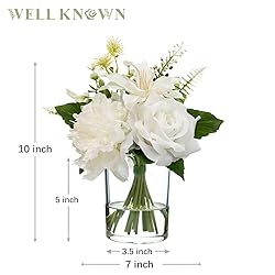WELL KNOWN Artificial Flowers in Glass Vase with