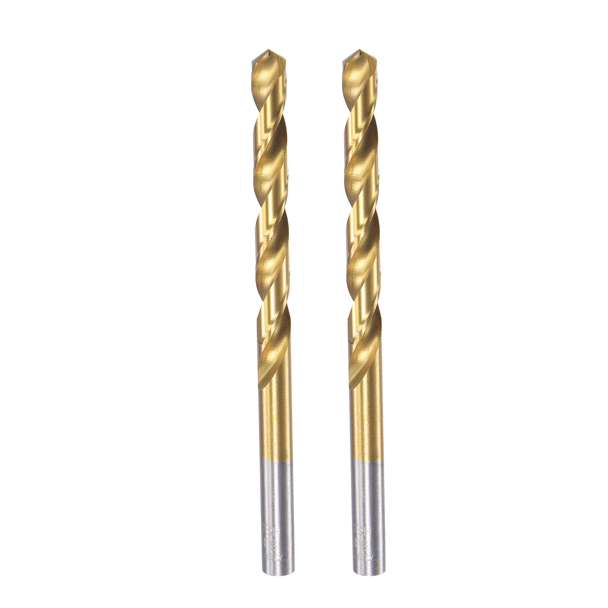 sourcing map High Speed Steel Straight Shank Twist Drill Bit Fully Ground Titanium Coated 6.8mm Drill Diameter 109mm Total Length 60mm Drill Bit Length 2 Pcs