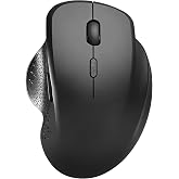 Uiosmuph G09 Bluetooth Wireless Mouse, Rechargeable Ergonomic Mouse - Black | Dual Mode BT5.1&amp;2.4G, USB C Charging, Silent Click, Side Buttons, 1600DPI, USB Receiver, Type C Adapter, for Laptop/Mac/iPad