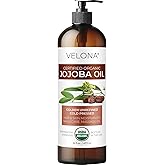 velona Jojoba Oil USDA Certified Organic - 16 fl oz (With Pump) | 100% Pure and Natural | Golden, Unrefined, Cold Pressed, He