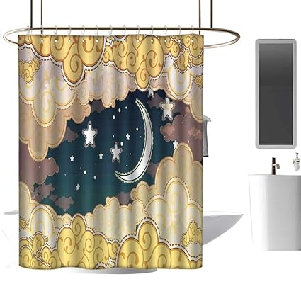 Fabric Shower Curtain For Bathroom Fantasy Decor Cartoon Style