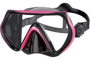EXMUJO Diving Mask Snorkel Goggles for Adults, Swimming Goggles with Nose Cover Anti-Fog 180 Wide View Scuba Mask Snorkling G