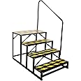 TOCRETOARE RV Steps with Handrail, 4 Steps Ladder Hot Tub Steps with Handrail, Portable Stairs Steps for 5th Wheel RV, Mobile Home Stairs Outdoor RV Step
