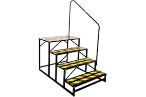 TOCRETOARE RV Steps with Handrail, 4 Steps Ladder Hot Tub Steps with Handrail, Portable Stairs Steps for 5th Wheel RV, Mobile Home Stairs Outdoor RV Step
