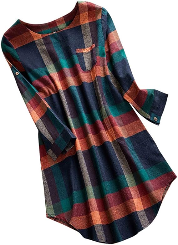 Amazon Budopy ドレス ワンピース レディース ロング 秋冬 長袖 無地 ゆるい 格子 印刷する ポケット ドレス 着痩せ ふんわり おしゃれ シンプル 上品 通勤 カジュアル 森ガール 日常 ゆったり 可愛い パーティードレス チュニック结婚式 ワンピース ワンピース