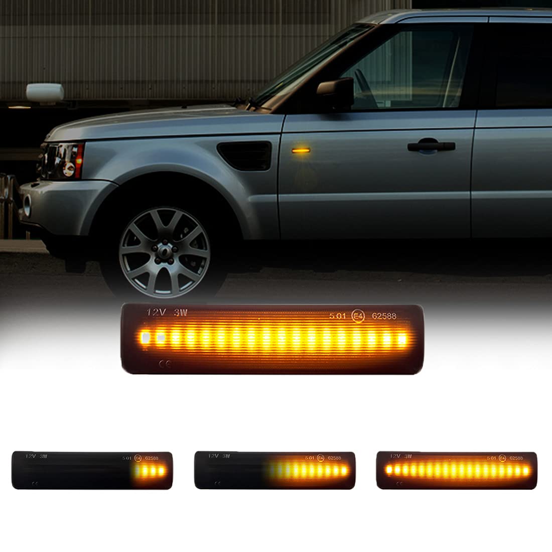 Photo 1 of Gempro 2Pcs LED Front Fender Side Marker Light Turn Signal Lamp Assembly Replacement for Range Rover Sport LR3 LR4 Discovery 3/Discovery 4 LR2 Freelander 2