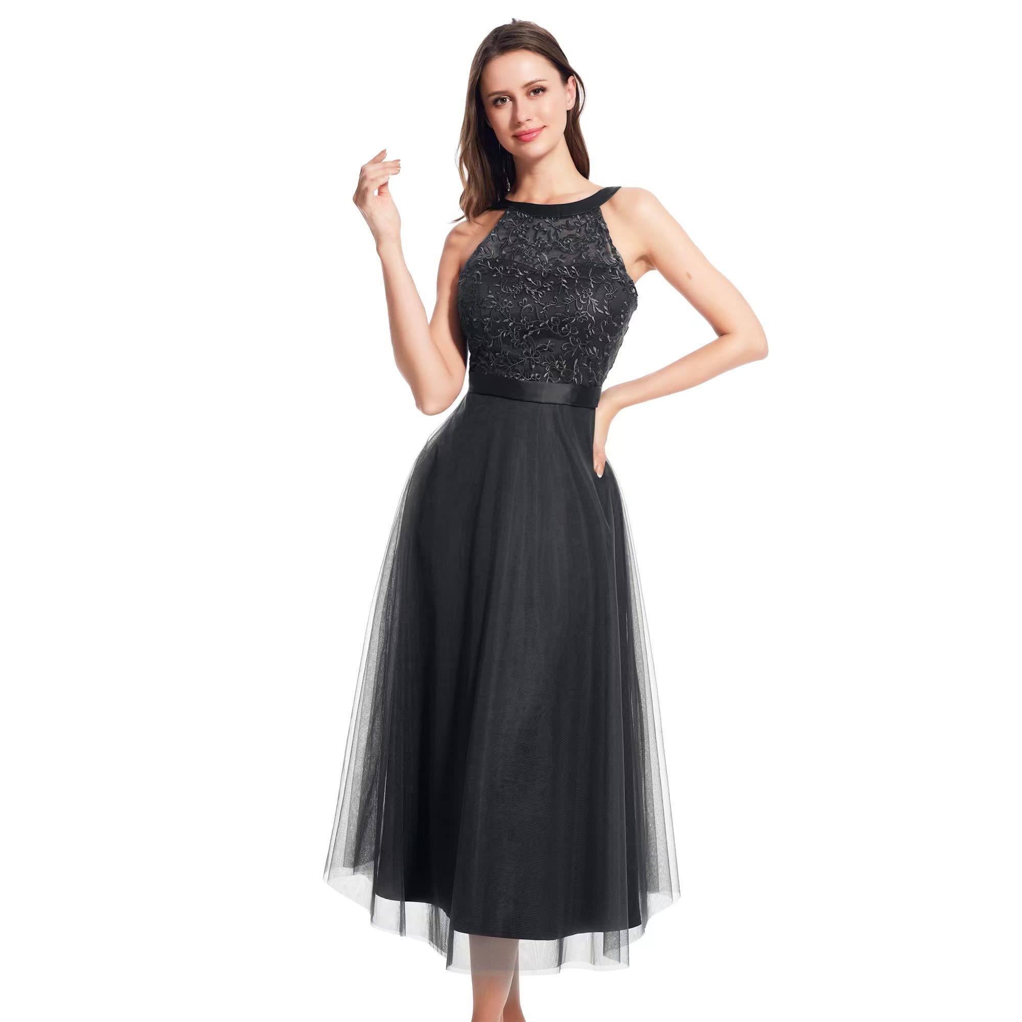 Cocktail Dress Lace Maxi Dress Sleeveless Wedding Guest Dresses Halter