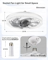 Ceiling Fans with Lights, Socket Fan Light with