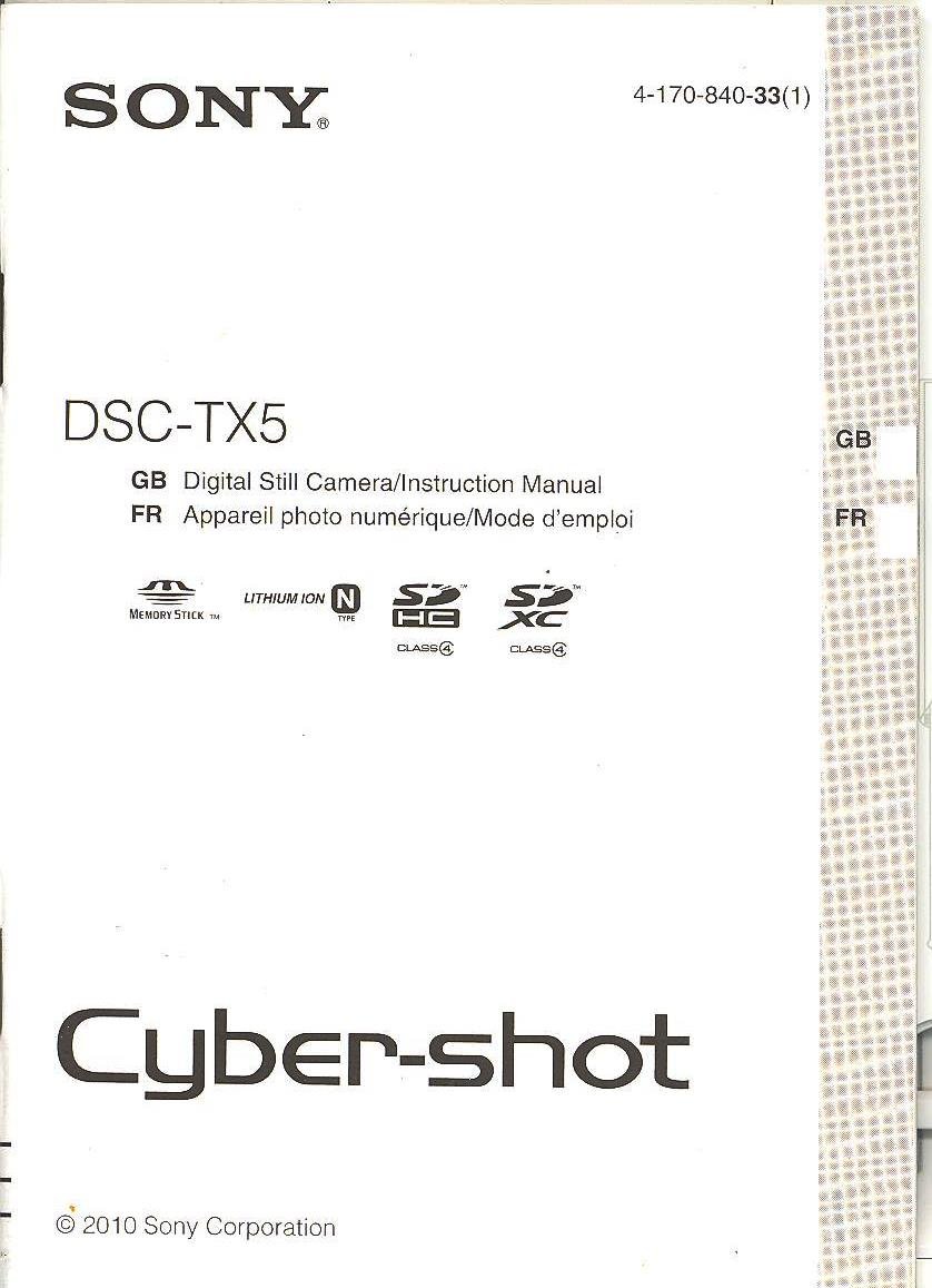 ... Array - sony cyber shot dsc tx5 original instruction manual sony amazon  rh amazon com