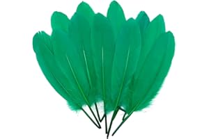LWINGFLYER 100pcs Green Goose Feathers 6-8 Inch for Crafts Wedding Party Decorations Clothing Hats Accessories Dream Catchers Making