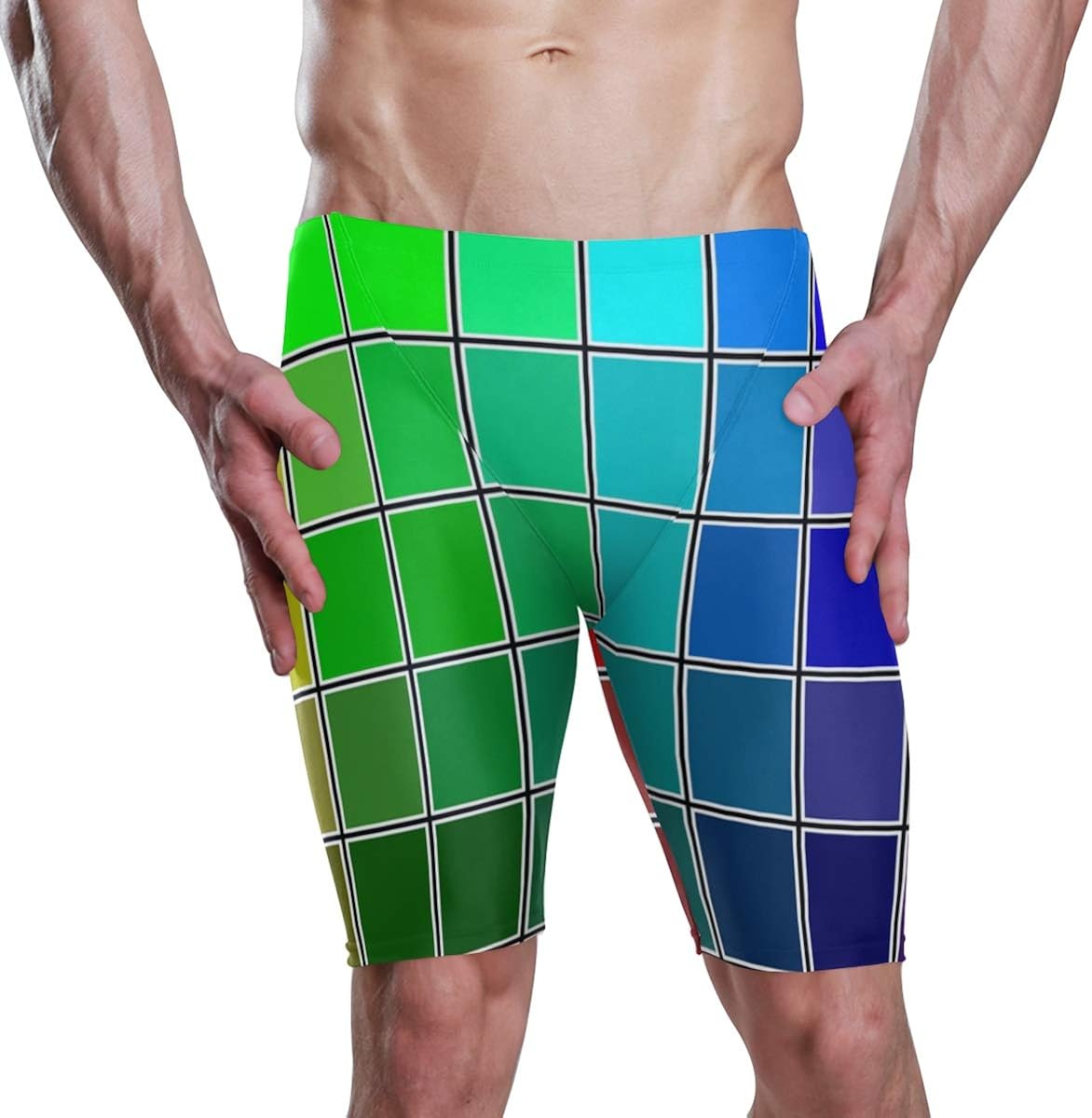 Cool Color Swatches Mens Long Swimming Trunks Swim Jammers