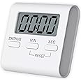 Toguma Square Timer Small Digital Kitchen Timers Magnetic Timer Countdown Timer for Cooking Digital Timer with Loud Alarm for Baking Exercise (White)