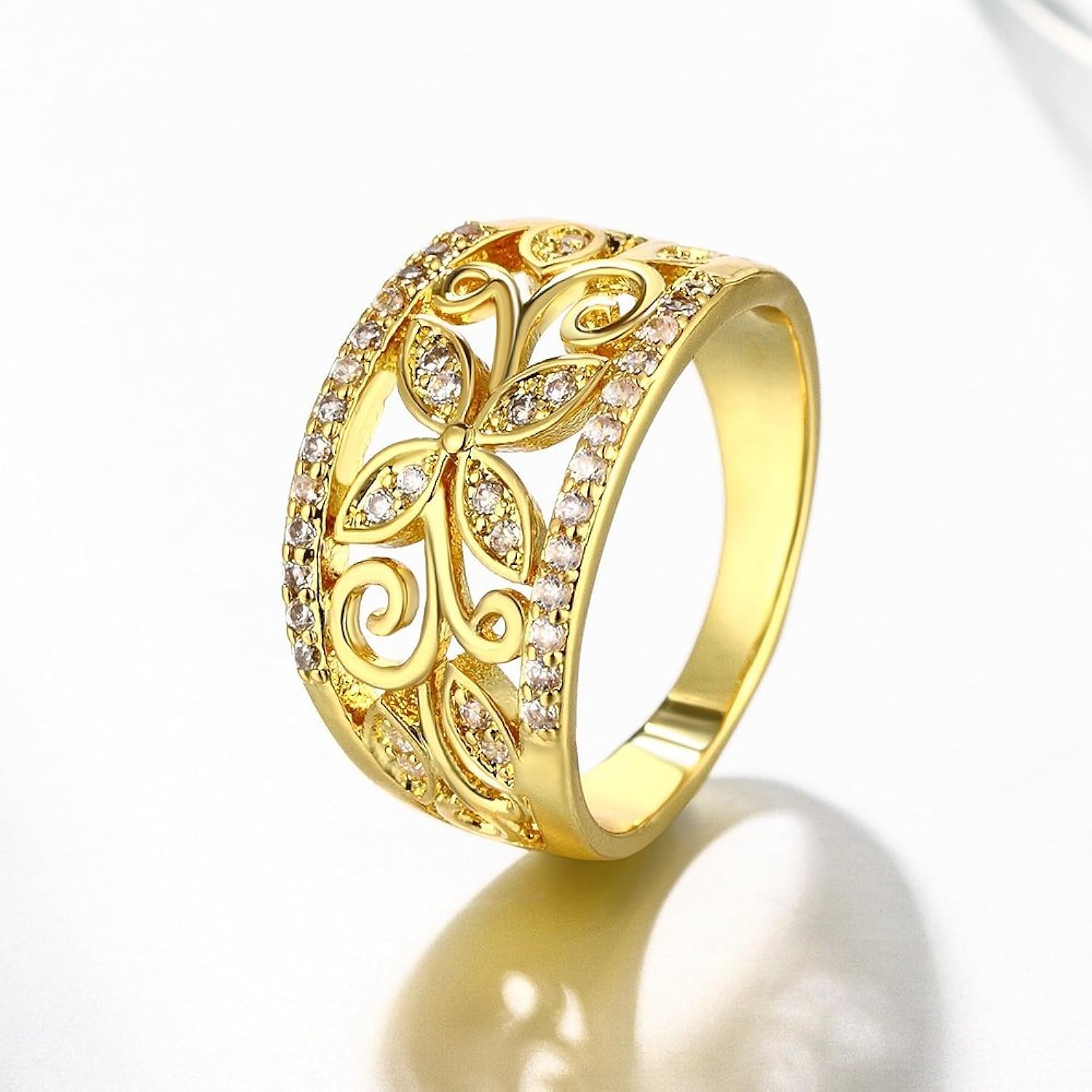 yellow chimes flower band golden ring for women and girls