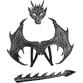 furlinkhm Kids Dinosaur Costume Dress Up Wings Dragon Tail Mask Set Halloween for Children Birthday Party Favors Gifts