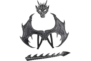 FURLINKHM Kids Dinosaur Costume Dress Up Wings Dragon Tail Mask Set Halloween for Children Birthday Party Favors Gifts