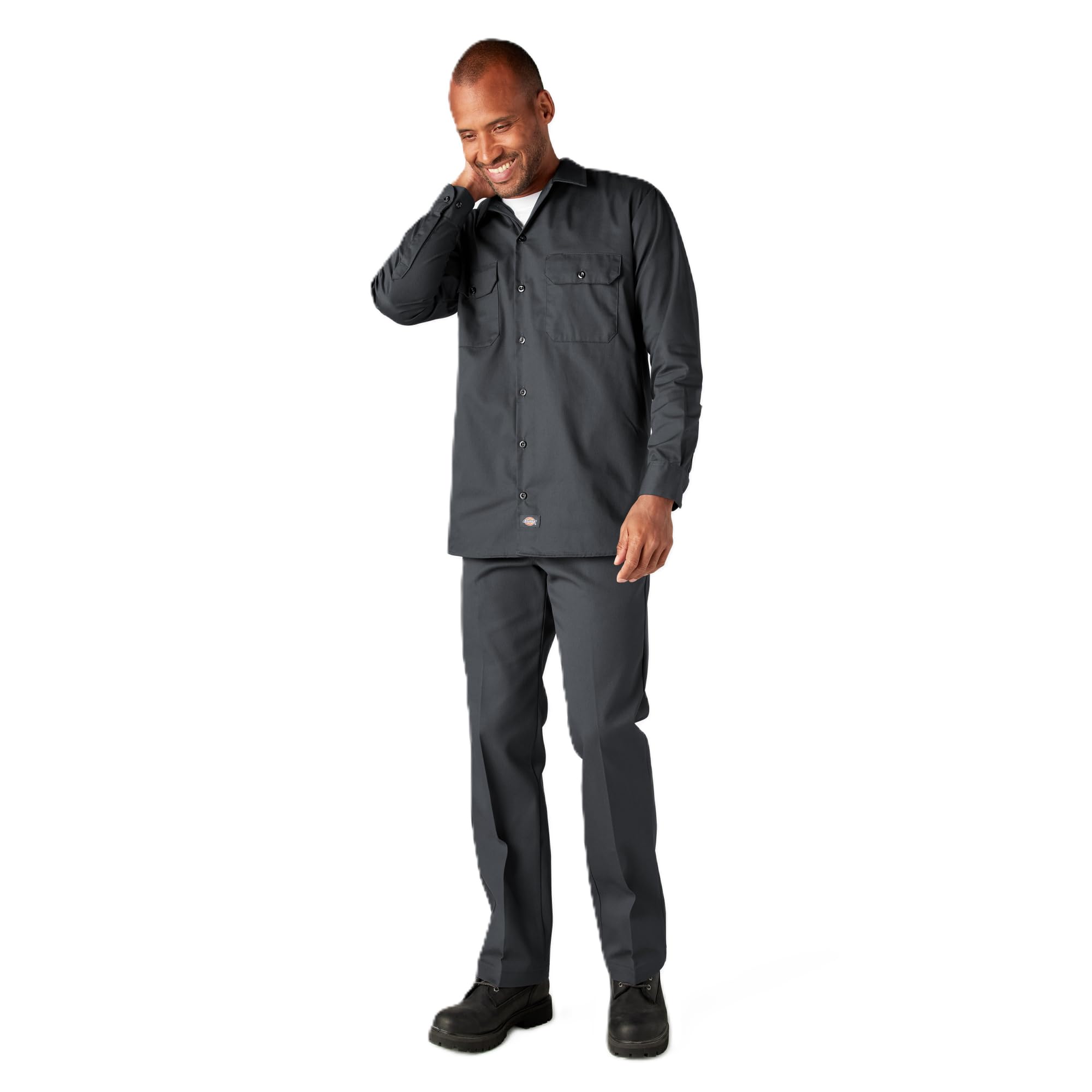 Dickies - Men's Long Sleeve Shirt, Grey (Charcoal), 2X Tall