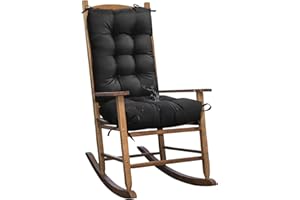 TESICA Black Patio Outdoor Indoor Rocking Chair Cushions Set of 1 Replacement Cushions for Chairs Waterproof Seat Pads for Porch, Deck, Garden Seats