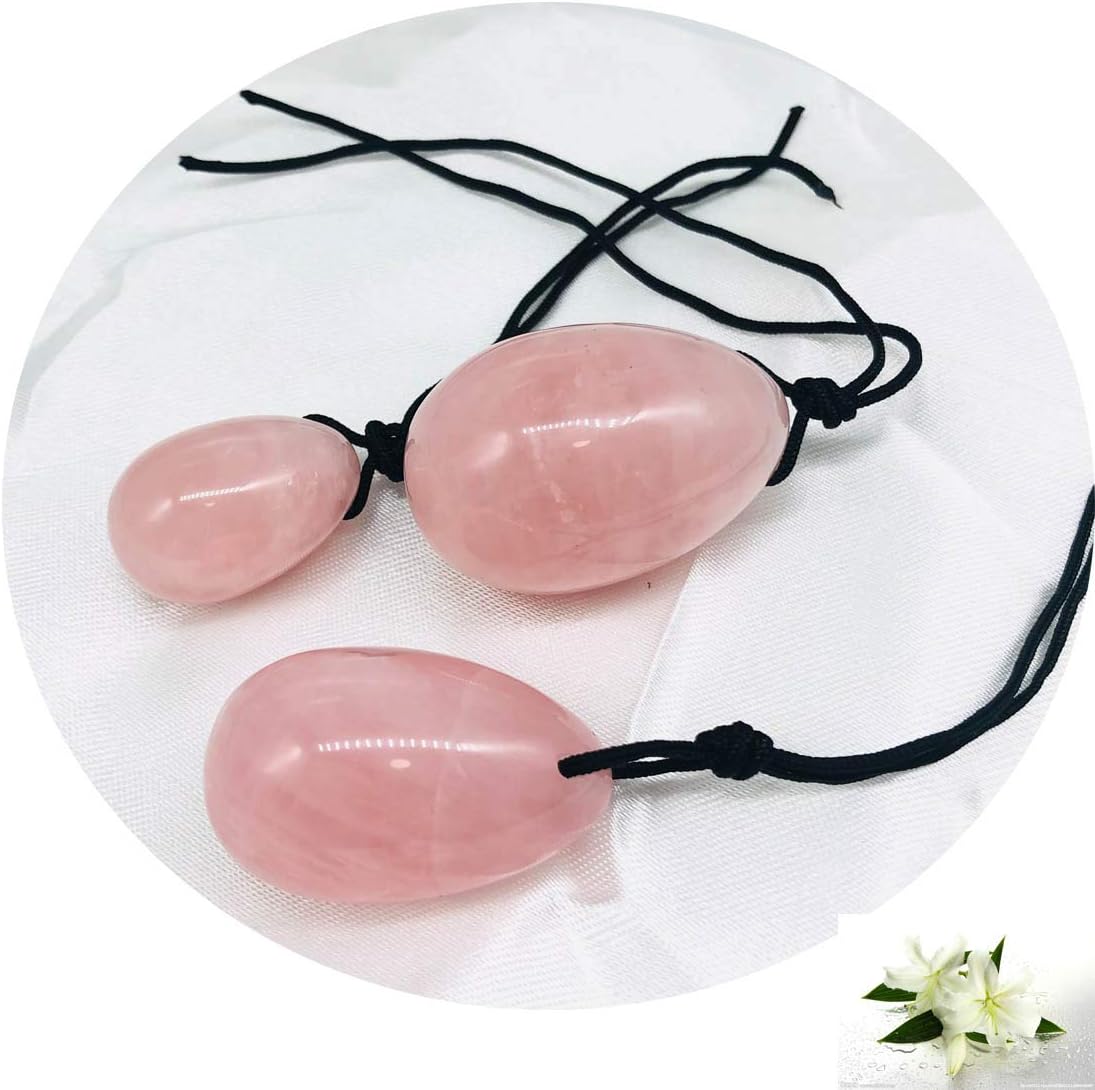 Yoni Eggs in Rose Quartz/for Women PC Muscle Training/Drilled/ 3 Sizes in a Set: Health & Personal Care