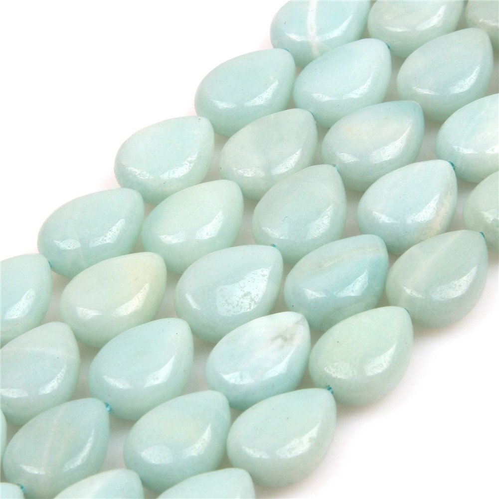 Sweet & Happy Girl's Store 10x14mm Drop Amazonite Gemstone Beads Strand 15 Inch Jewellery Making Beads