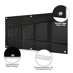 J&J worldwide Black Glass Whiteboard Magnetic Dry