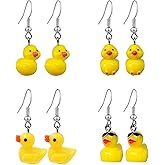 T-ztoss 4 Pairs Duck Earrings Cute Ducky Earrings for Women Girls Resin Dangle Drop Earring Aesthetic Earrings for Women Girls