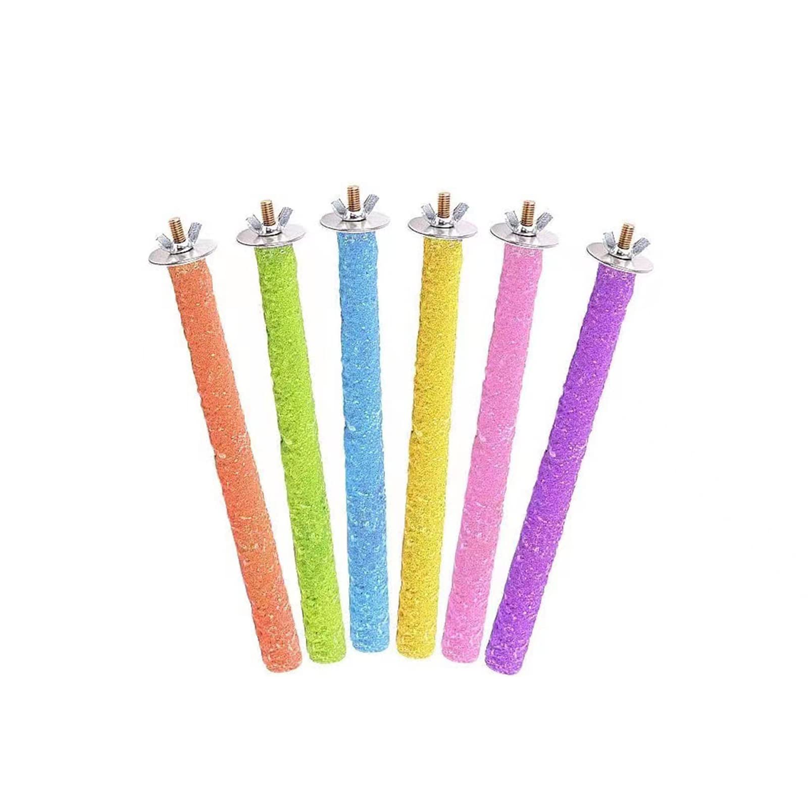 Vokowin 6 Pcs Parrot Perches Bird Paw Grinding Stick Wooden, for Small Medium Birds, Grinding Paw Cage Accessories Exercise Toy for Cockatiel Conure Parakeet (random color) (K25-6)